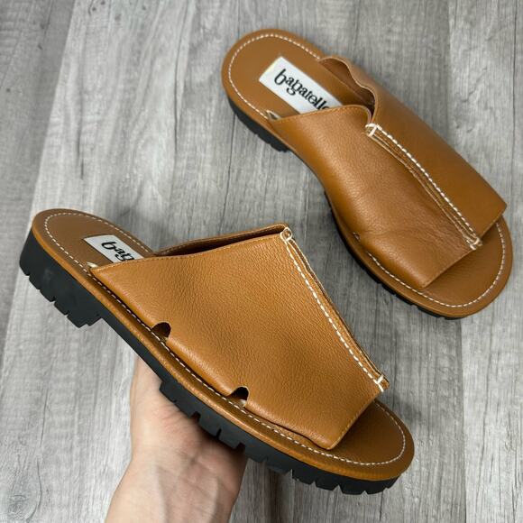 bagatelle Shoes - Bagatelle Leather Slip On Slides Flat Sandals Brown Minimalist Coastal Size 7